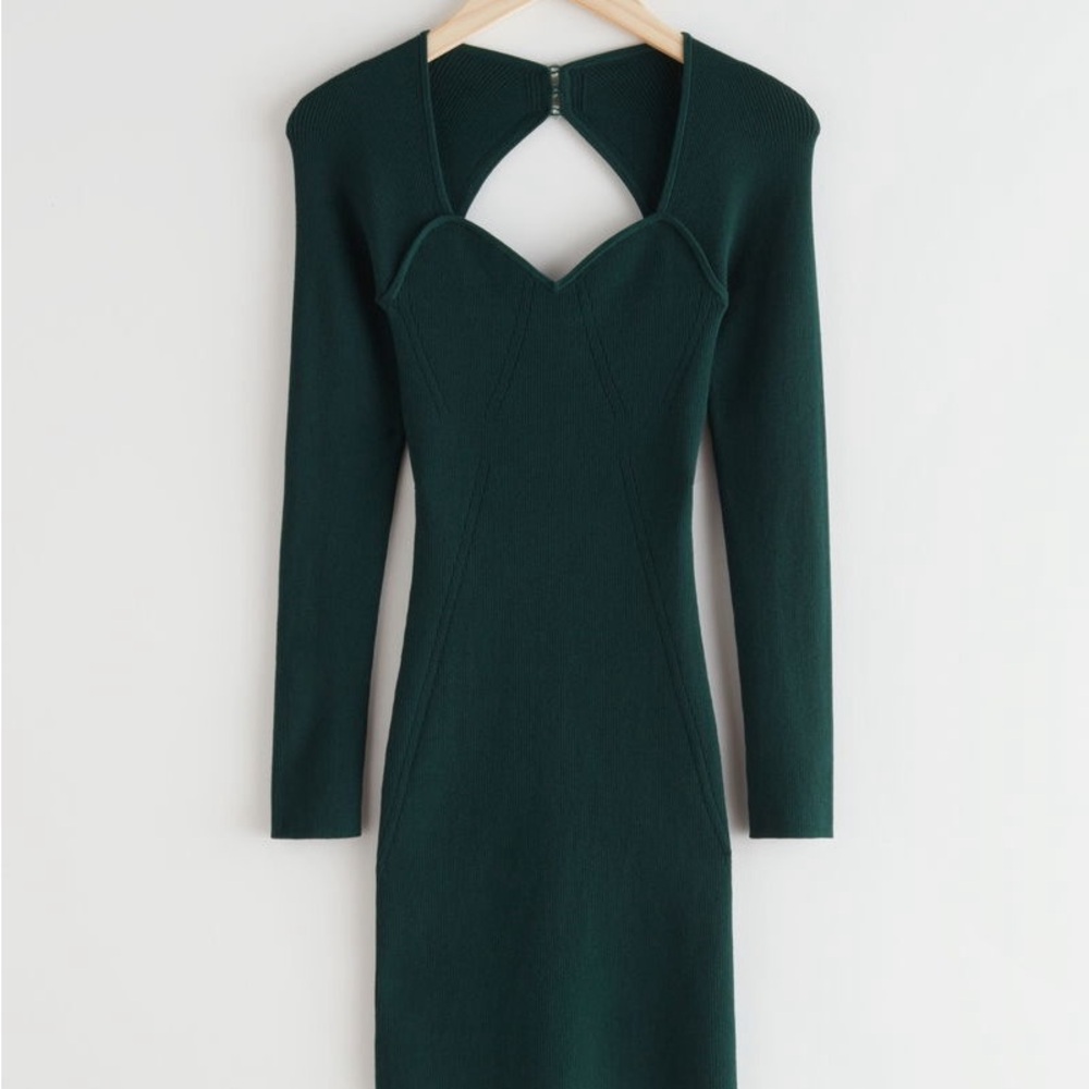 & Other Stories Dark Green Long Sleeve Dress